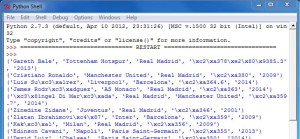 Output of Python HTQL program